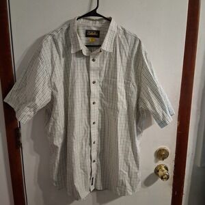 Cabela's Mens Plaid Button Down Shirt 100% Cotton XXL 2X EUC Plaid
